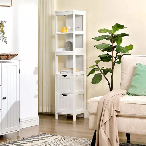 3 polcos 2 fiókos tárolószekrény 30x30x141.5cm