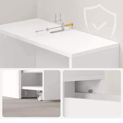 Oldalán 2 polcos kihúzható fürdőszobaszekrény, 134.4x40x18 cm