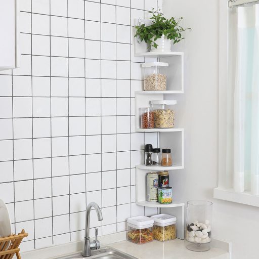 Sarok könyvespolc fehér 20x20x126cm