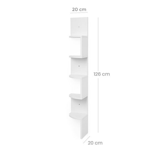 Sarok könyvespolc fehér 20x20x126cm