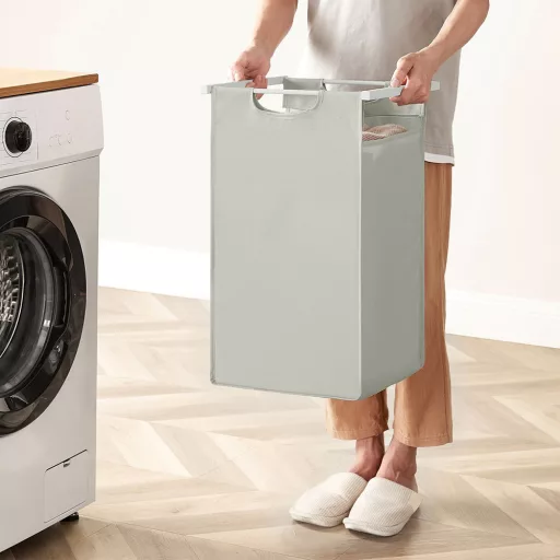 3 rekeszes szennyestartó, törtfehér