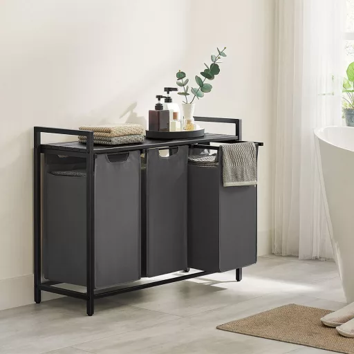 3 rekeszes szennyestartó, sötétszürke