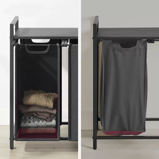 3 rekeszes szennyestartó, sötétszürke