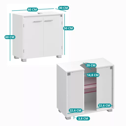 Mosdó alatti zárt szekrény 60x30x60cm