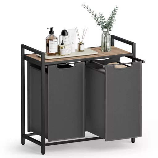 2  rekeszes szennyestartó, sötétszürke