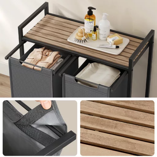 2  rekeszes szennyestartó, sötétszürke