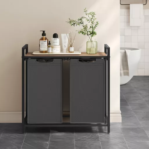 2  rekeszes szennyestartó, sötétszürke