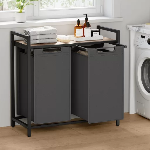 2  rekeszes szennyestartó, sötétszürke