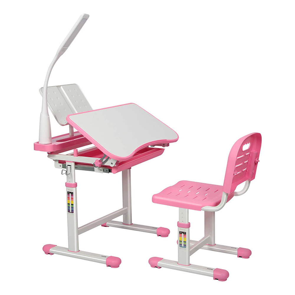 Timelesstools állítható magasságú, többfunkciós, gyerek íróasztal-rózsaszín