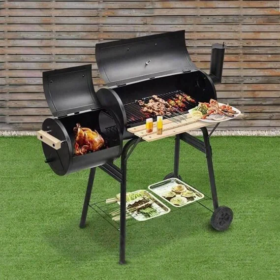 2 az 1-ben faszenes grill és smoker