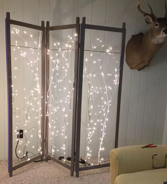 Paraván fényfüzérrel hangulatos térrészekhez